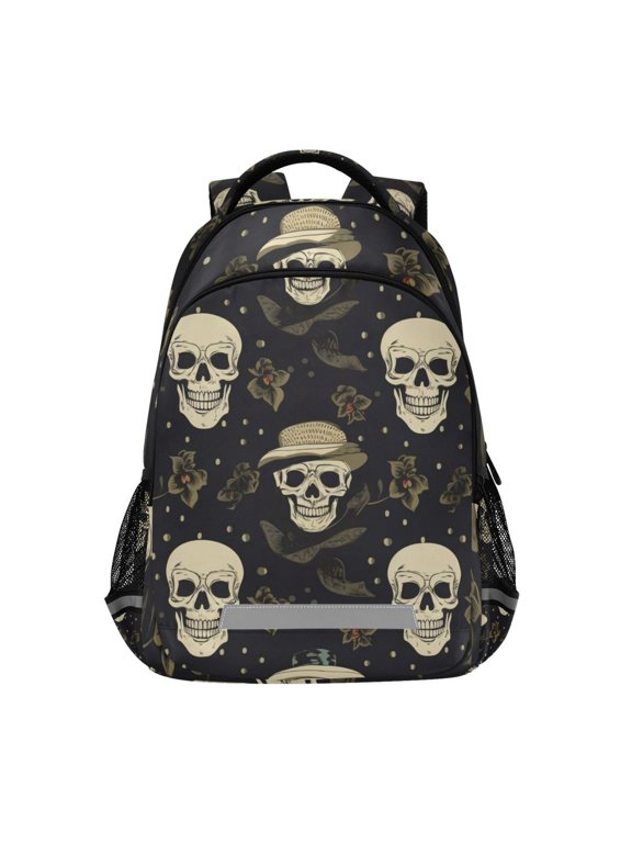 Skeleton Skull Backpack Elementary School Bag Bookbag Travel Rucksack