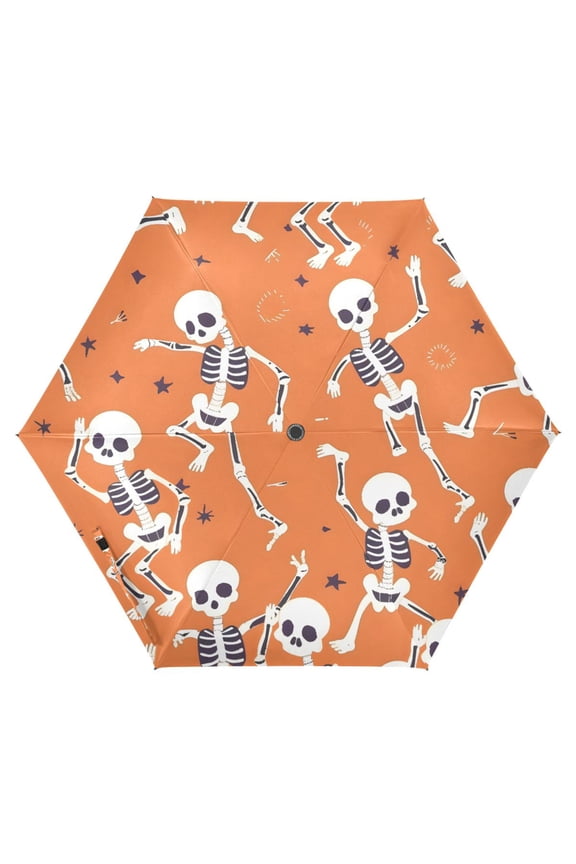 Skeleton Skull Dancing UPF 50+ Compact Folding Umbrella for Rain Travel Umbrella Packable