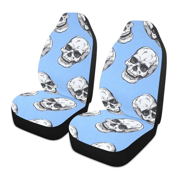 ALAZA Skeleton Skull Head Car Seat Covers 2 PCs Universal Auto Front Seats Interior Protector