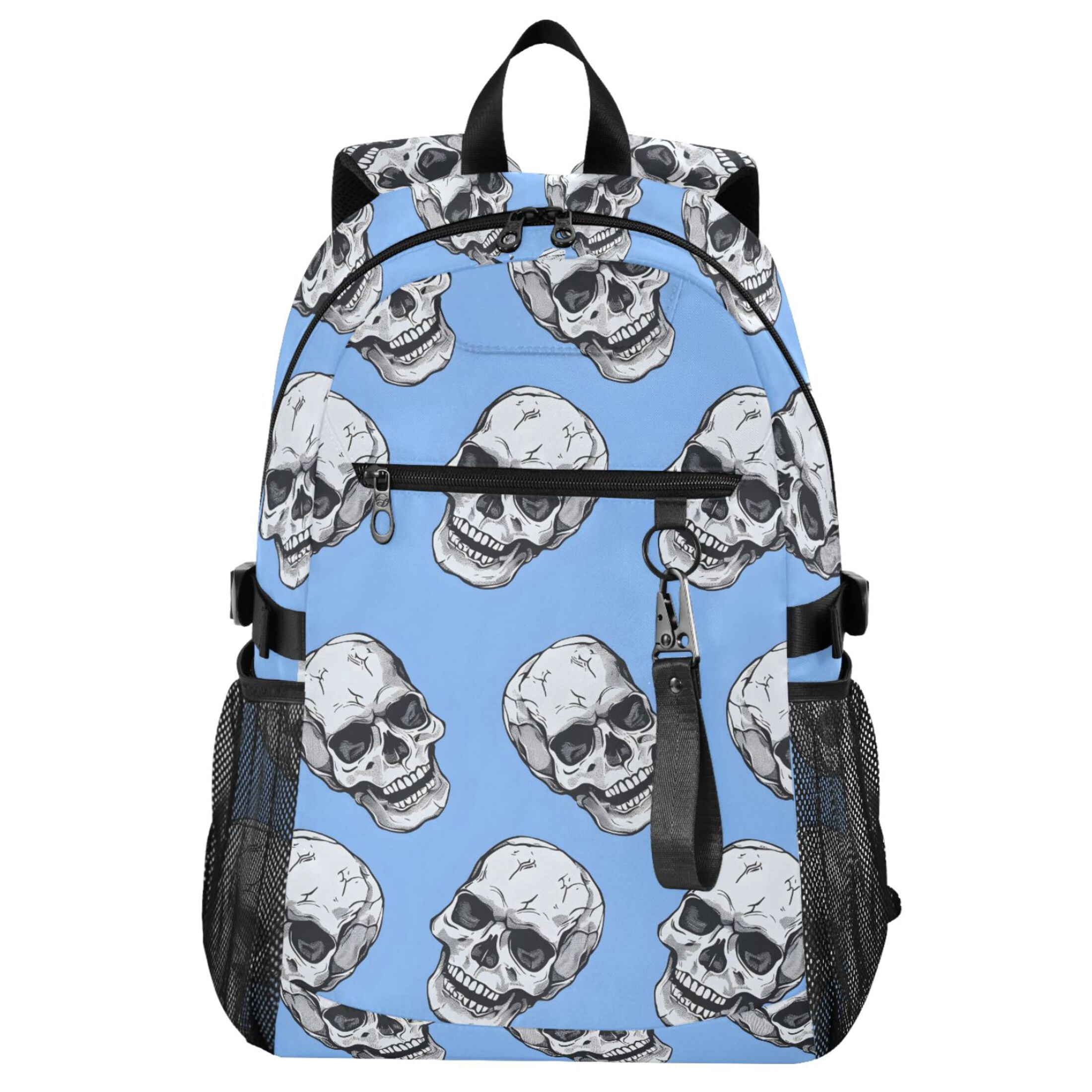 Mini Backpack Waterproof Small Daypack Multi Pocket Skull Print Women Lightweight Backpack Skull School Bag Travel Laptop Daypack  main image 3