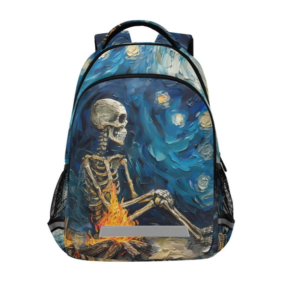 ALAZA Skeleton Starry Night Backpack Elementary School Bag Bookbag Travel Rucksack