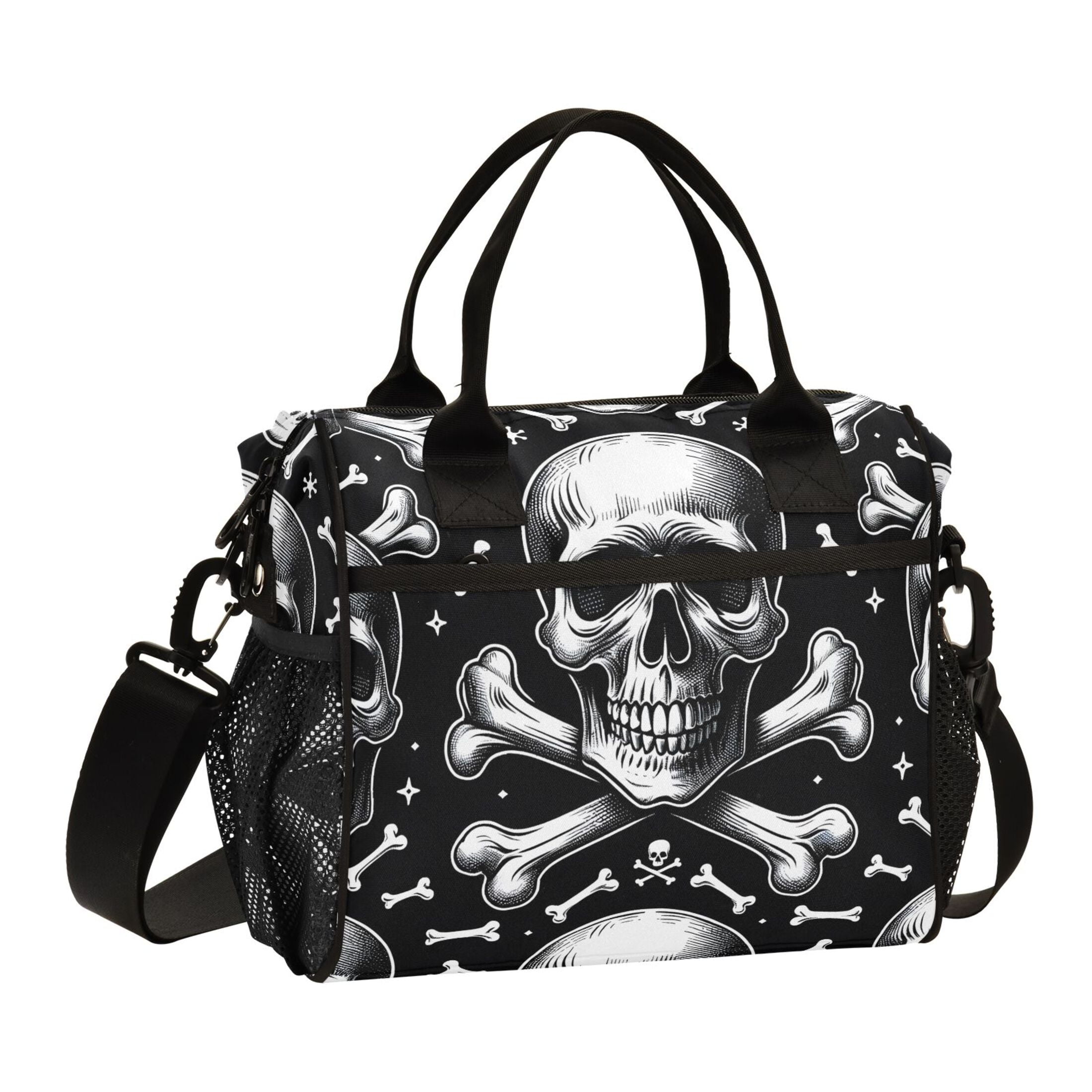 ALAZA Skeletons Halloween Insulated Lunch Bag Reusable Tote Box Adjustable Shoulder Strap for Work Picnic