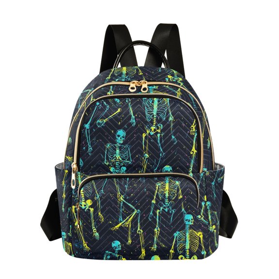 ALAZA Skeletons Pattern Womens Travel Laptop Backpack Large Daypack Ladies Shoulder Bags S