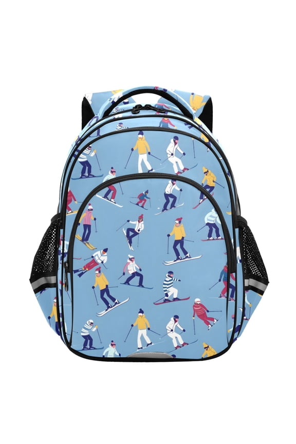 Skier Skating School Backpack Elementary Bag Student Bookbag Travel Rucksack