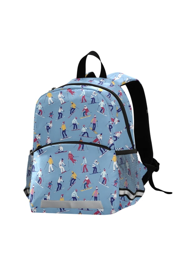 Skier Skating School Backpack Elementary Student Bookbag