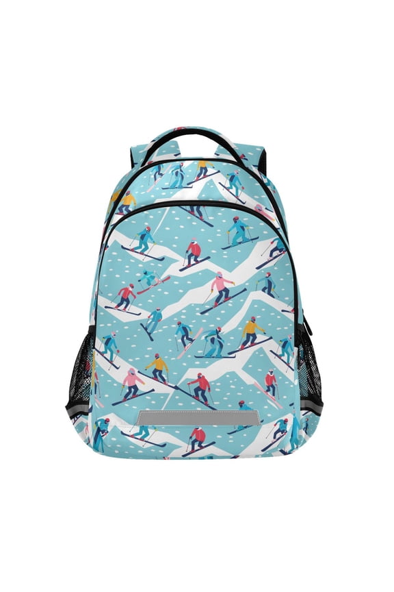 Skiers Skating Backpack Elementary School Bag Bookbag Travel Rucksack