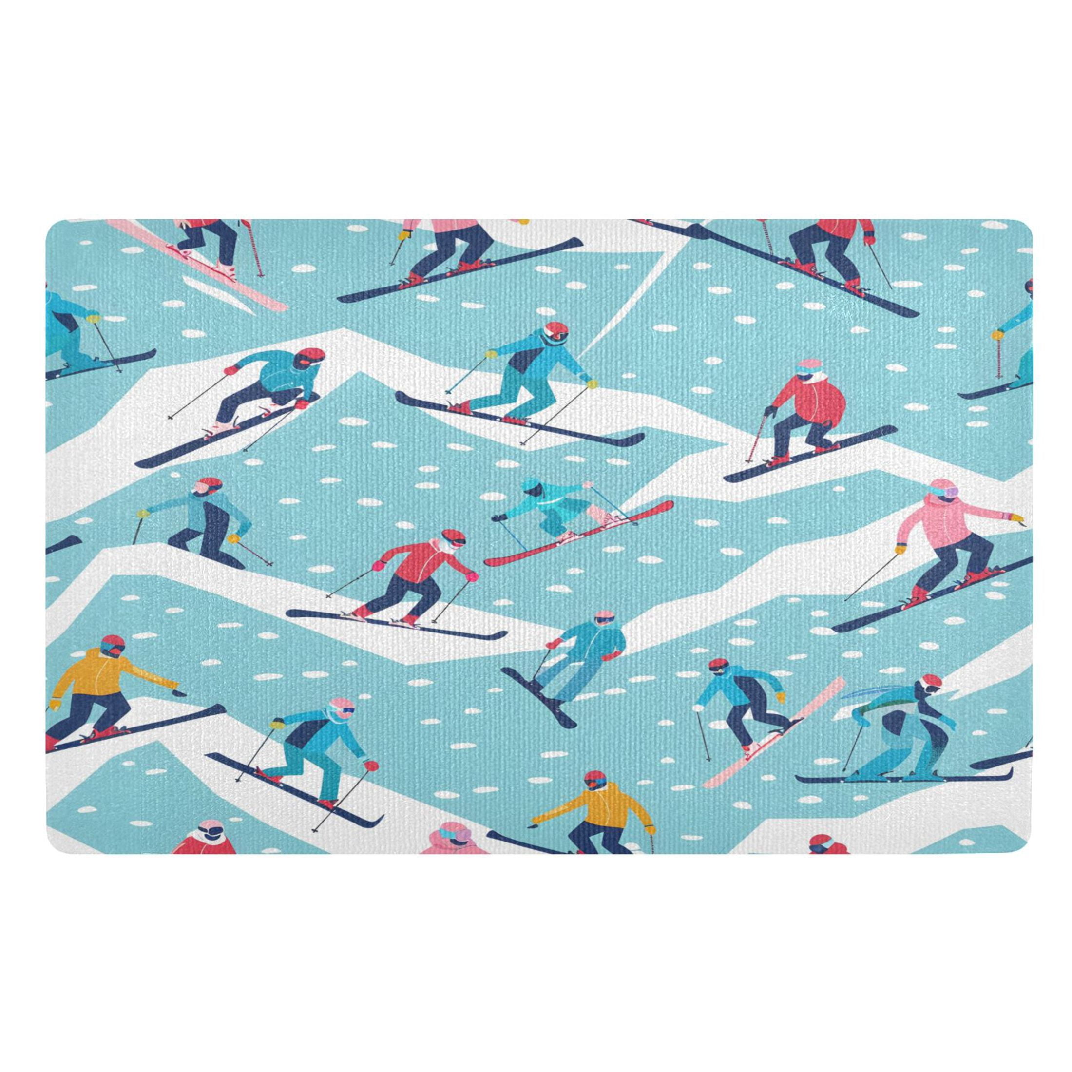ALAZA Skiers Skating Door Mats Outdoor Indoor Entrance Low Profile ...