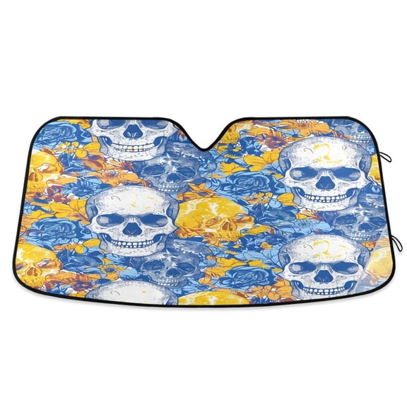 ALAZA Skull Art Paint Windshield Sun Shade Car Foldable Visor Block UV Rays Protector 53"x23.5"