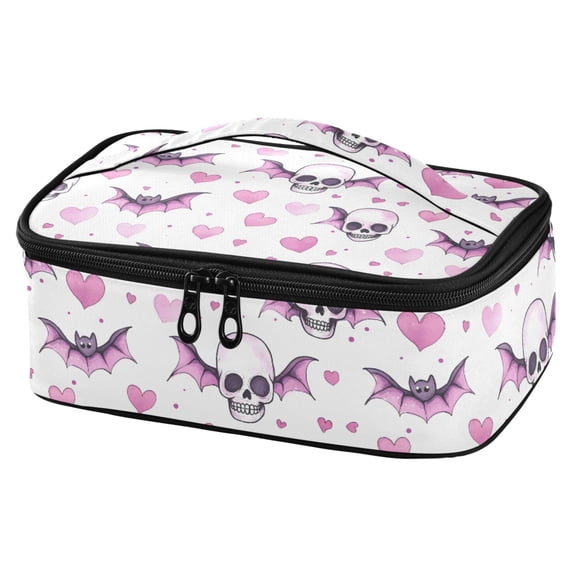 ALAZA Skull Bats Hearts Lunch Box Insulated Cooler Tote Bag Reusable School Picnic Travel Office