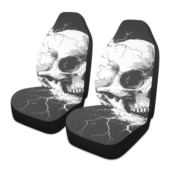 ALAZA Skull Car Seat Covers 2 PCs Universal Auto Front Seats Interior Protector