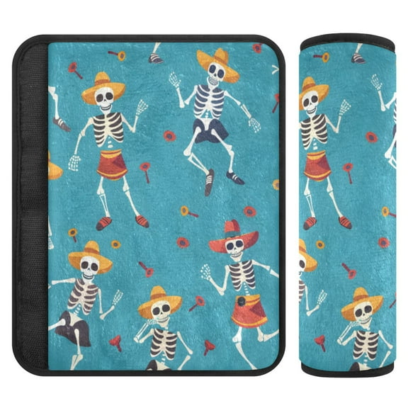 ALAZA Skull Dance Car Seat Belt Adjuster Neck Covers Shoulder Cushions Pads S