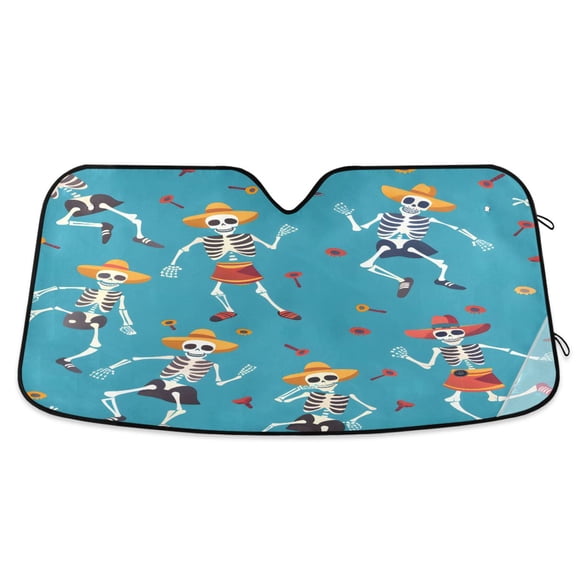 ALAZA Skull Dance Windshield Sun Shade Car Foldable Visor Block UV Rays Protector 57"x31.5"