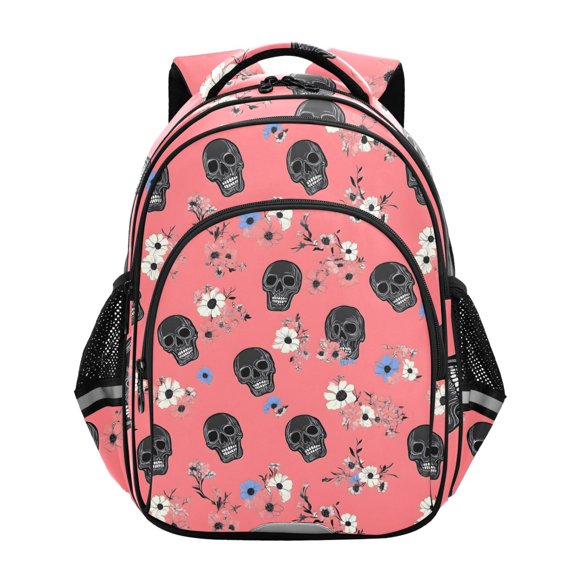 ALAZA Skull Floral School Backpack Elementary Bag Bookbag Travel Rucksack
