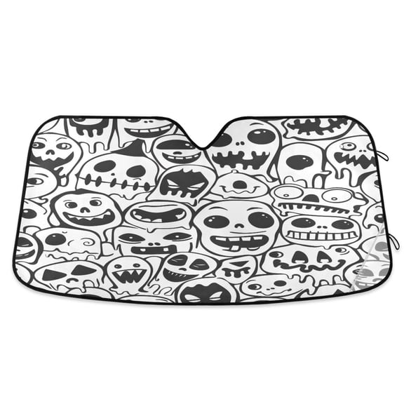 ALAZA Skull Hand Paint Windshield Sun Shade Car Foldable Visor Block UV Rays Protector 55"x27.6"