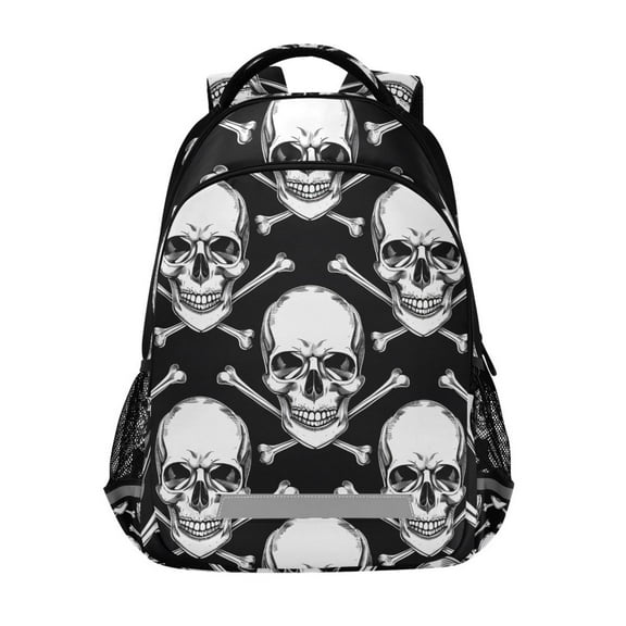 ALAZA Skull Head Backpack Elementary School Bag Bookbag Travel Rucksack