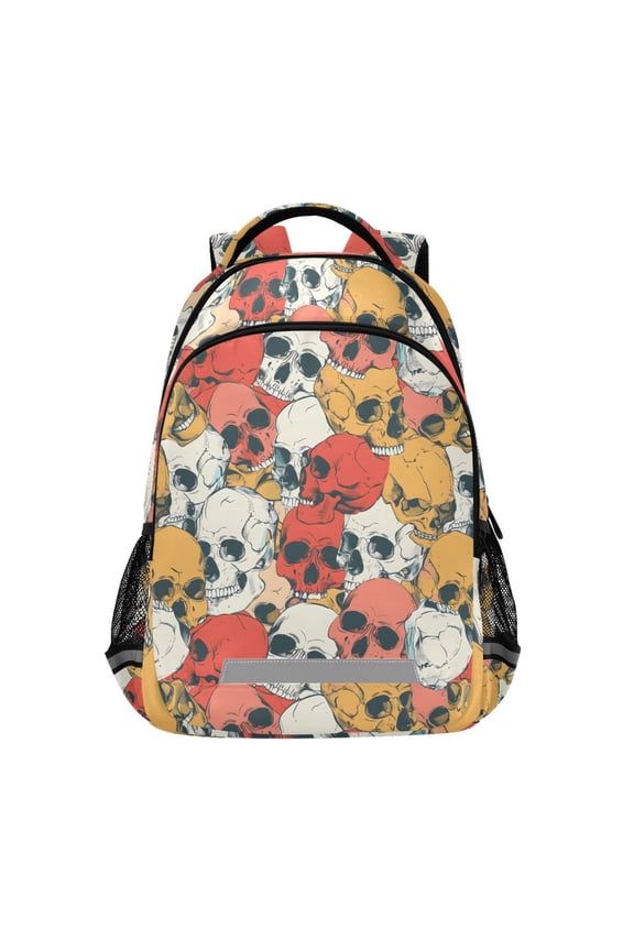 Skull Head Hand Drawn Backpack Elementary School Bag Bookbag Travel Rucksack