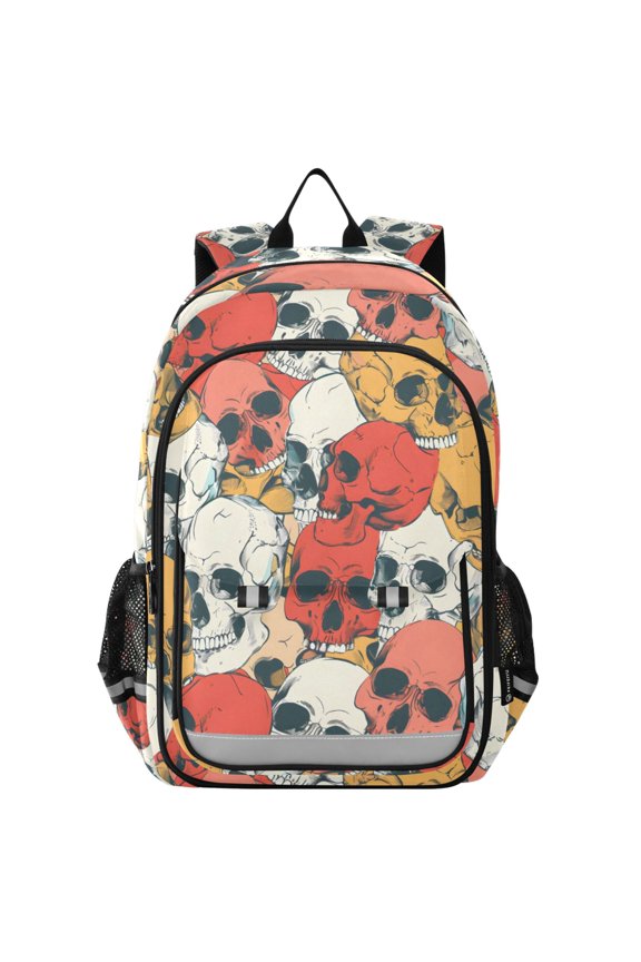 Skull Head Hand Drawn Laptop Backpack Purse Travel Bag Casual School Bookbag Rucksack for Women Men