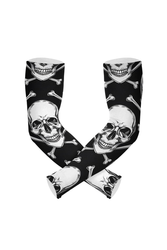 Skull Head UV Sun Protection Arm Sleeves UPF 50+ Compression Cooling Sleeve 1 Pair
