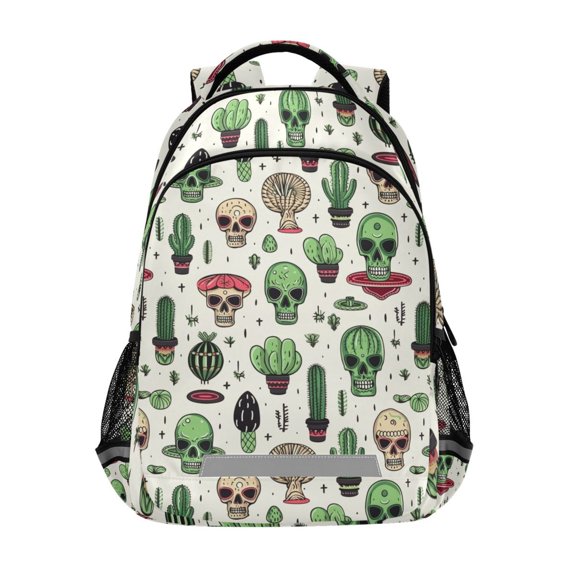 ALAZA Skull Head and Cactus Backpack Elementary School Bag Bookbag Travel Rucksack