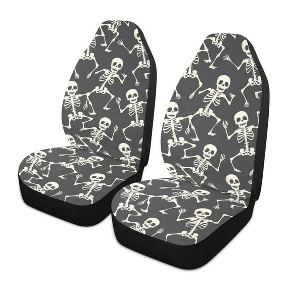 ALAZA Skull Skeleton Dancing Car Seat Covers 2 PCs Universal Auto Front Seats Interior Protector