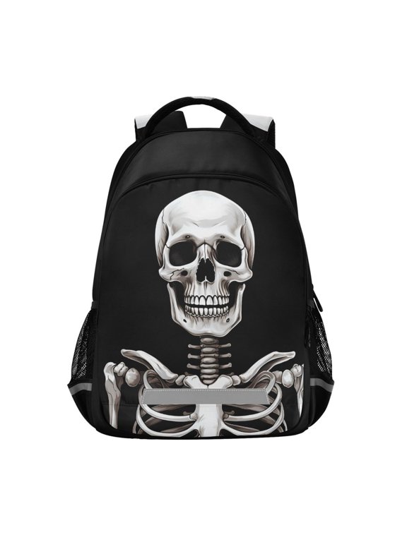 Skull Skeleton Halloween Backpack Elementary School Bag Bookbag Travel Rucksack