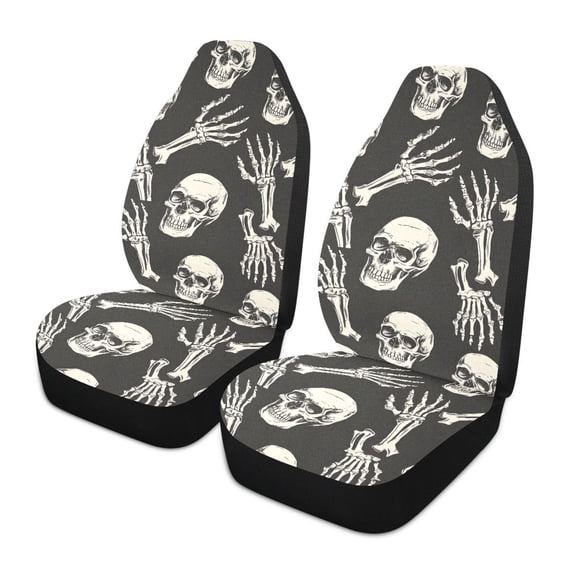ALAZA Skull Skeleton Hands Car Seat Covers 2 PCs Universal Auto Front Seats Interior Protector
