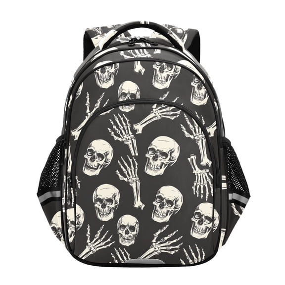 ALAZA Skull Skeleton Hands School Backpack Elementary Bag Bookbag Travel Rucksack