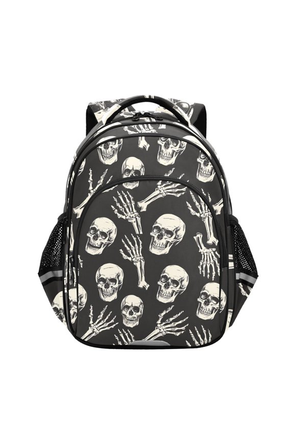 Skull Skeleton Hands School Backpack Elementary Bag Bookbag Travel Rucksack