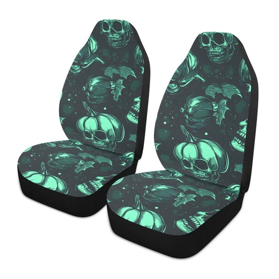 ALAZA Skull Skeletons Car Seat Covers 2 PCs Universal Auto Front Seats Interior Protector