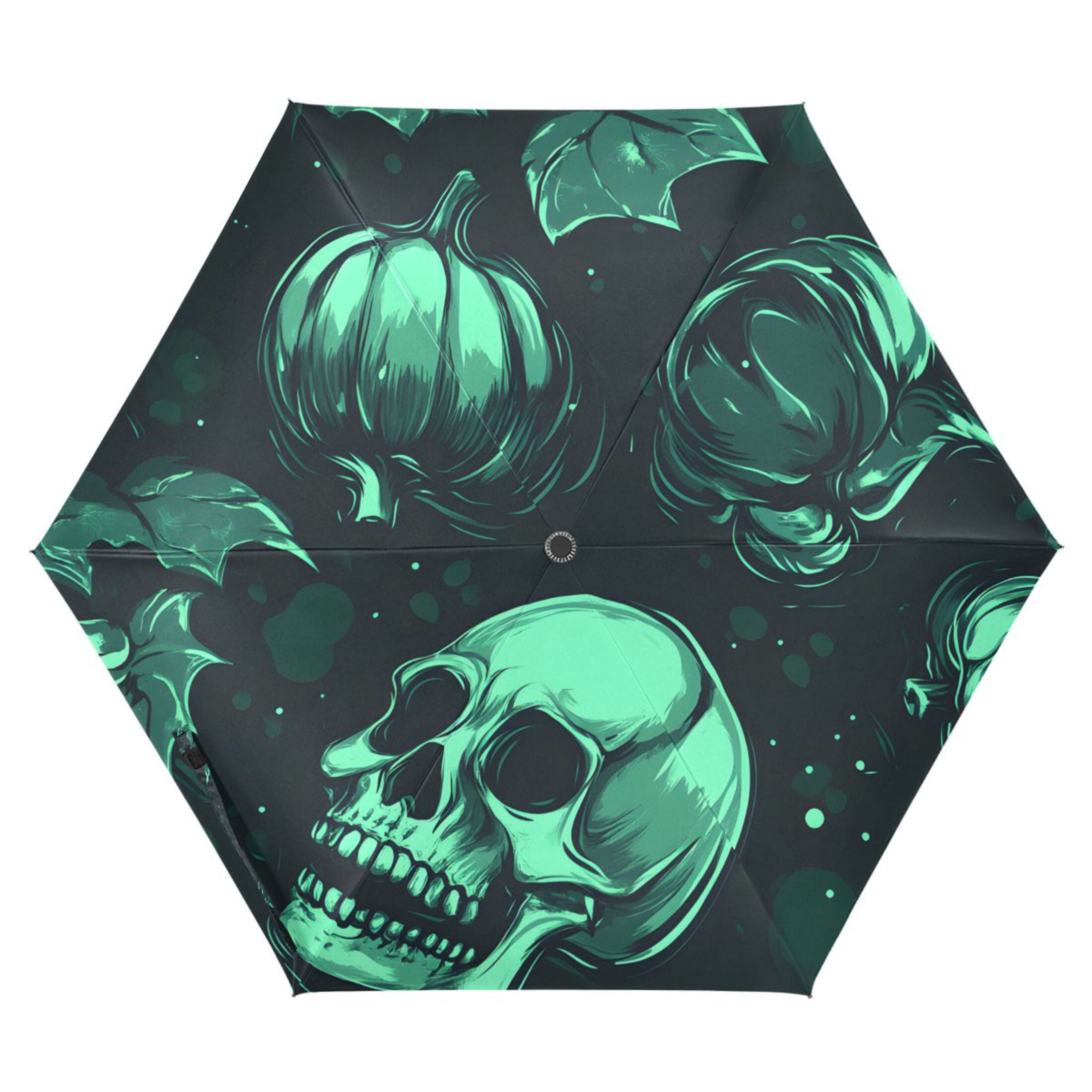 ALAZA Skull Skeletons UPF 50+ Compact Folding Umbrella for Rain Travel Umbrella Packable