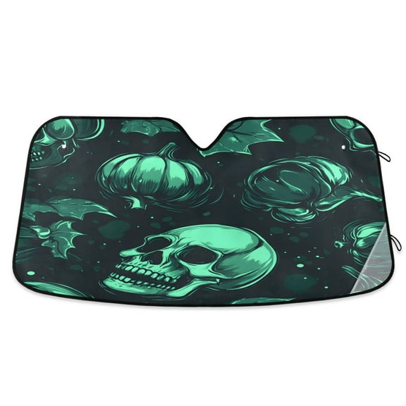 ALAZA Skull Skeletons Windshield Sun Shade Car Foldable Visor Block UV Rays Protector 53"x23.5"