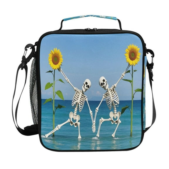 ALAZA Skull Sunflower Dancing Lunch Box Insulated Lunch Bag Reusable Thermal Cooler Tote School Picnic