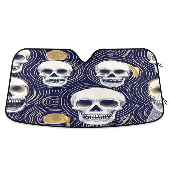ALAZA Skull Swirl Line Windshield Sun Shade Car Foldable Visor Block UV Rays Protector 55"x27.6"