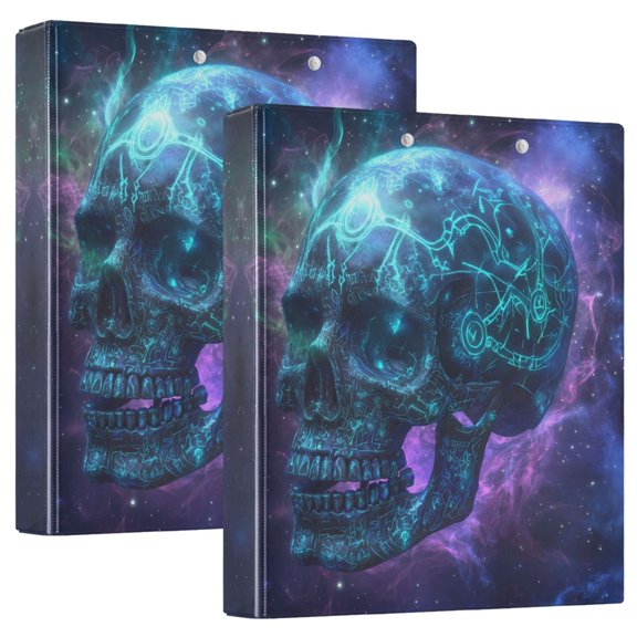 ALAZA Skull Texture Hardcover 3 Ring Binder 1.5" D-Rings with Interior Pockets Binders School 2 PCs