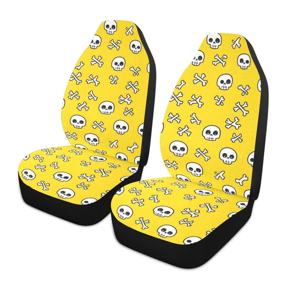 ALAZA Skull and Bones Car Seat Covers 2 PCs Universal Auto Front Seats Interior Protector