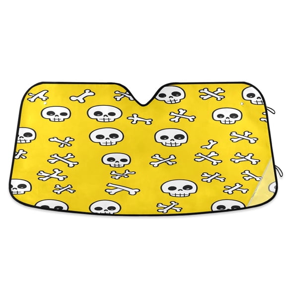 ALAZA Skull and Bones Windshield Sun Shade Car Foldable Visor Block UV Rays Protector 55"x27.6"