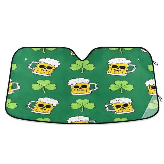 ALAZA Skull and Clover Windshield Sun Shade Car Foldable Sun Visor Block UV Rays Protector 55"x27.6"
