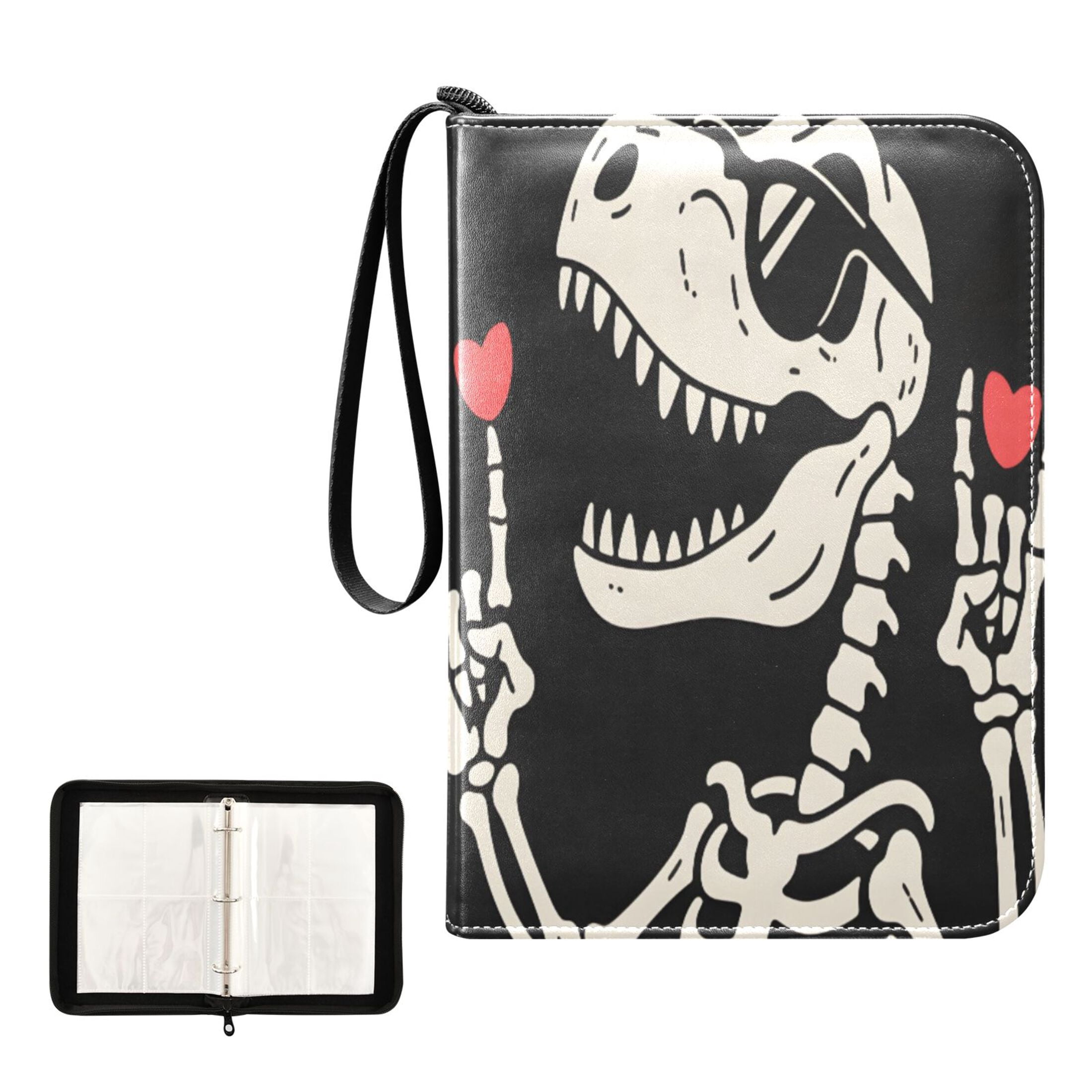 ALAZA Skull and Heart Trading Card Binder 4 Pocket Cards Collection Album 400 Folder Holder