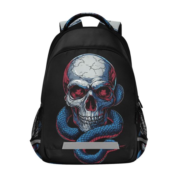 ALAZA Skull and Snake Backpack Elementary School Bag Bookbag Travel Rucksack