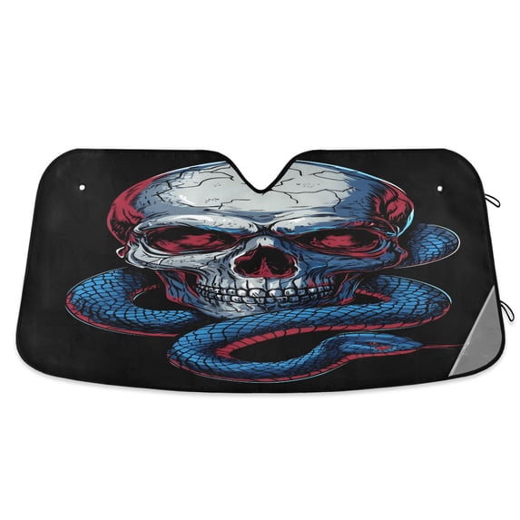ALAZA Skull and Snake Windshield Sun Shade Car Foldable Sun Visor Block UV Rays Protector 57"x31.5"