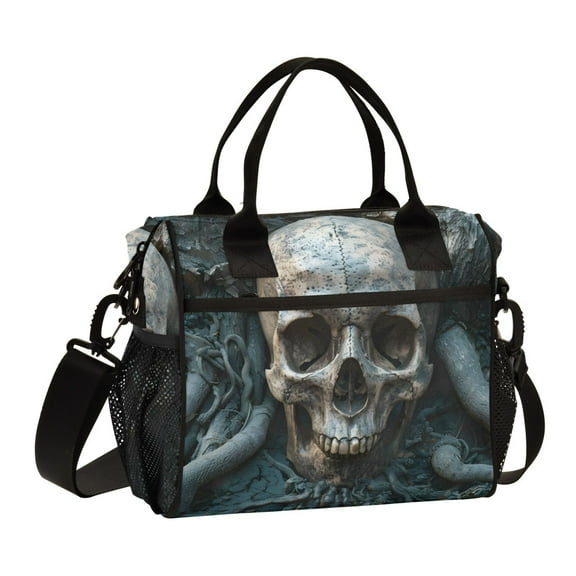 ALAZA Skull and Tree Insulated Lunch Bag Reusable Tote Box Adjustable Shoulder Strap for Work Picnic