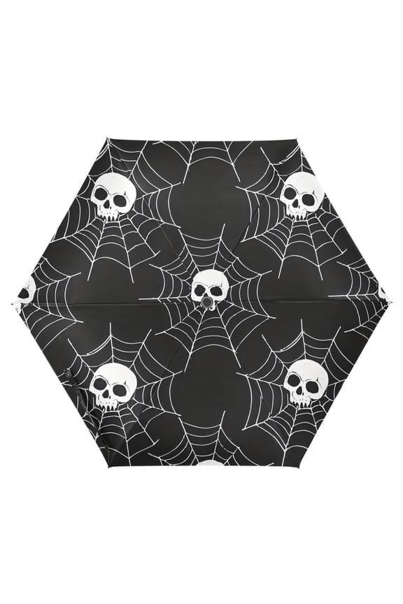 Skull in Web UPF 50+ Compact Folding Umbrella for Rain Travel Umbrella Packable