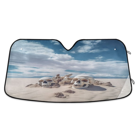ALAZA Skull on Beach Windshield Sun Shade Car Foldable Sun Visor Block UV Rays Protector 53"x23.5"