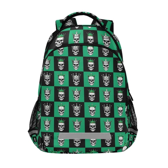 ALAZA Skull on Checkered Backpack Elementary School Bag Bookbag Travel Rucksack