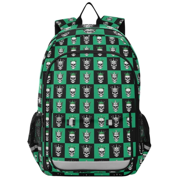 ALAZA Skull on Checkered Laptop Backpack Purse Travel Bag Casual School Bookbag Rucksack for Women Men