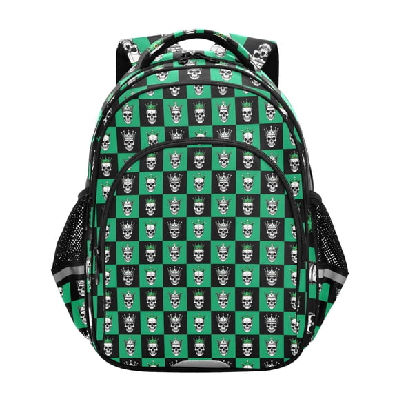 ALAZA Skull on Checkered School Backpack Elementary Bag Bookbag Travel Rucksack