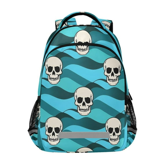 ALAZA Skull on Wave Backpack Elementary School Bag Bookbag Travel Rucksack
