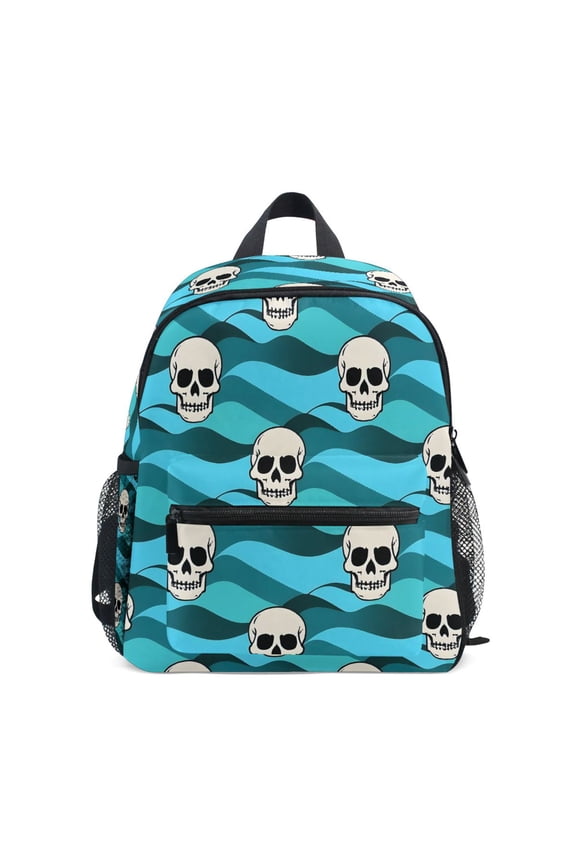 Skull on Wave School Backpack Small Bookbag Mini Bags