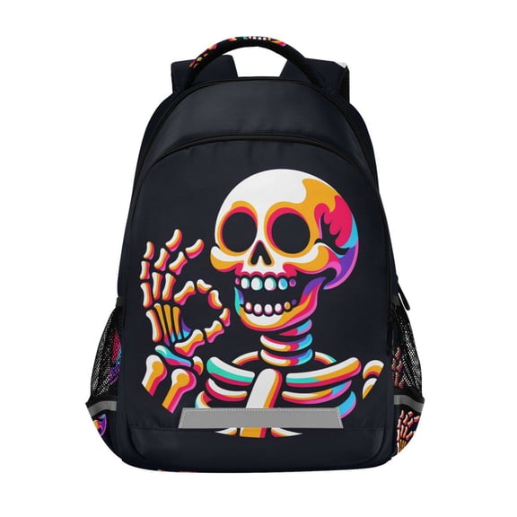 ALAZA Skull with Hand Backpack Elementary School Bag Bookbag Travel Rucksack