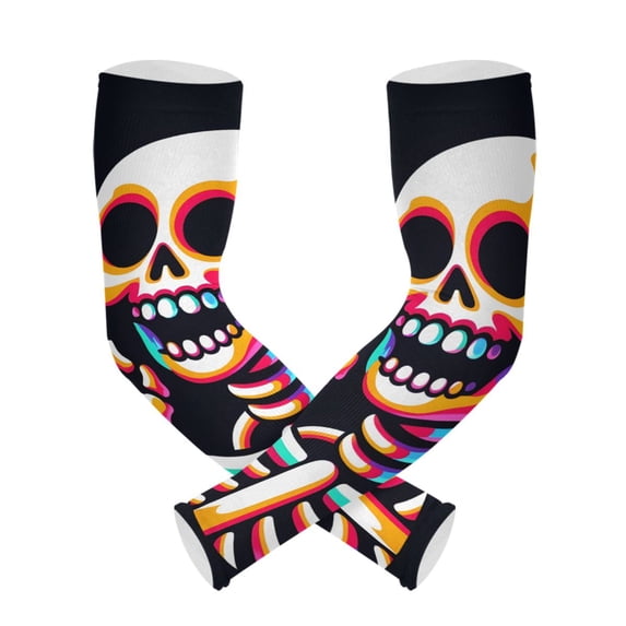 ALAZA Skull with Hand UV Sun Protection Arm Sleeves UPF 50+ Compression Cooling Sleeve 1 Pair